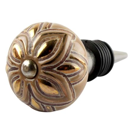 Golden Flower Ceramic Floral Wine Stopper